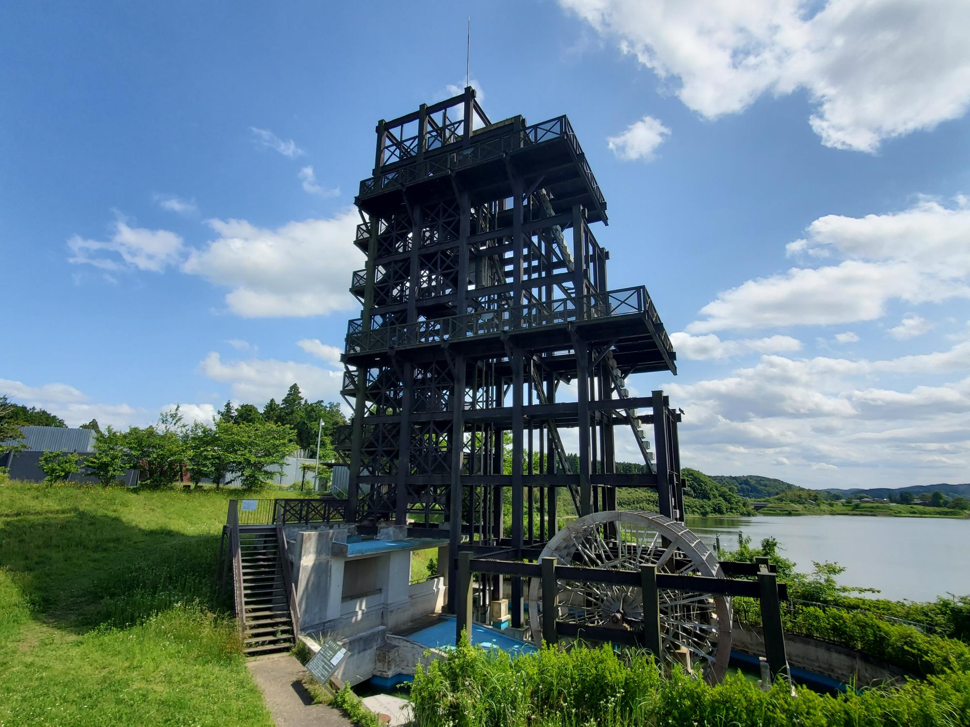 藤原式揚水機実大模型の写真