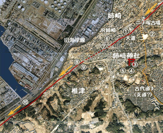 姉崎地区から椎津地区付近の航空写真
