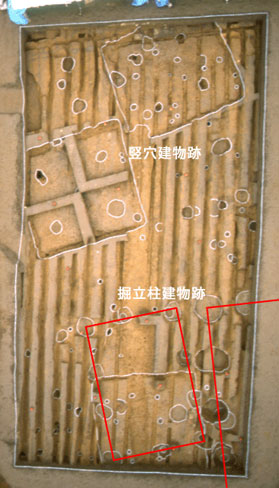 右下に赤い四角で囲まれているエリアがある古甲遺跡の図