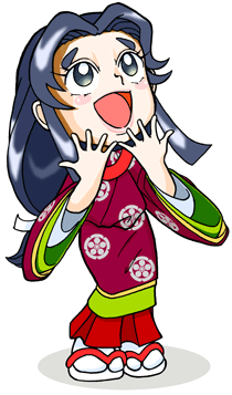 手を口に当てている菅原孝標の女のイラスト