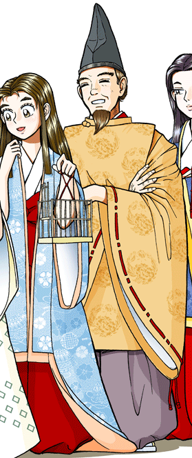 笑顔の菅原孝標と菅原孝標の女のイラスト