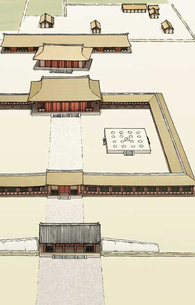 茅葺きにされた上総国分僧寺復興伽藍の想像図
