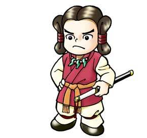 刀を手に持ち、ムッと怒った顔をしている人のイラスト画像