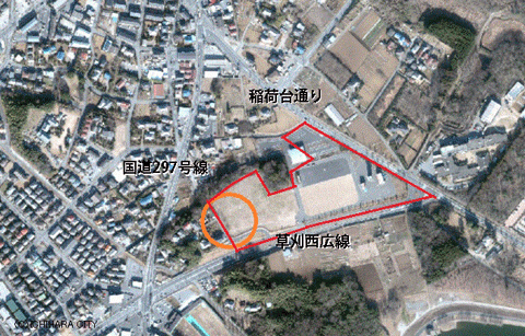 上空から見た山田橋大山台遺跡の写真