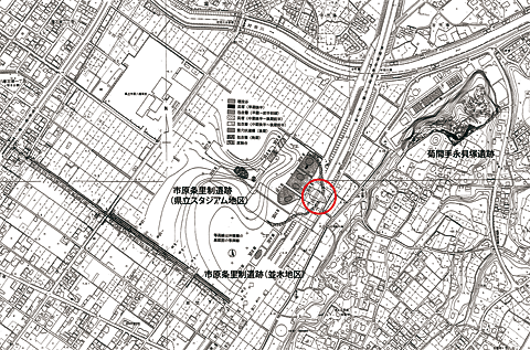 実信貝塚周辺のモノクロ地形図