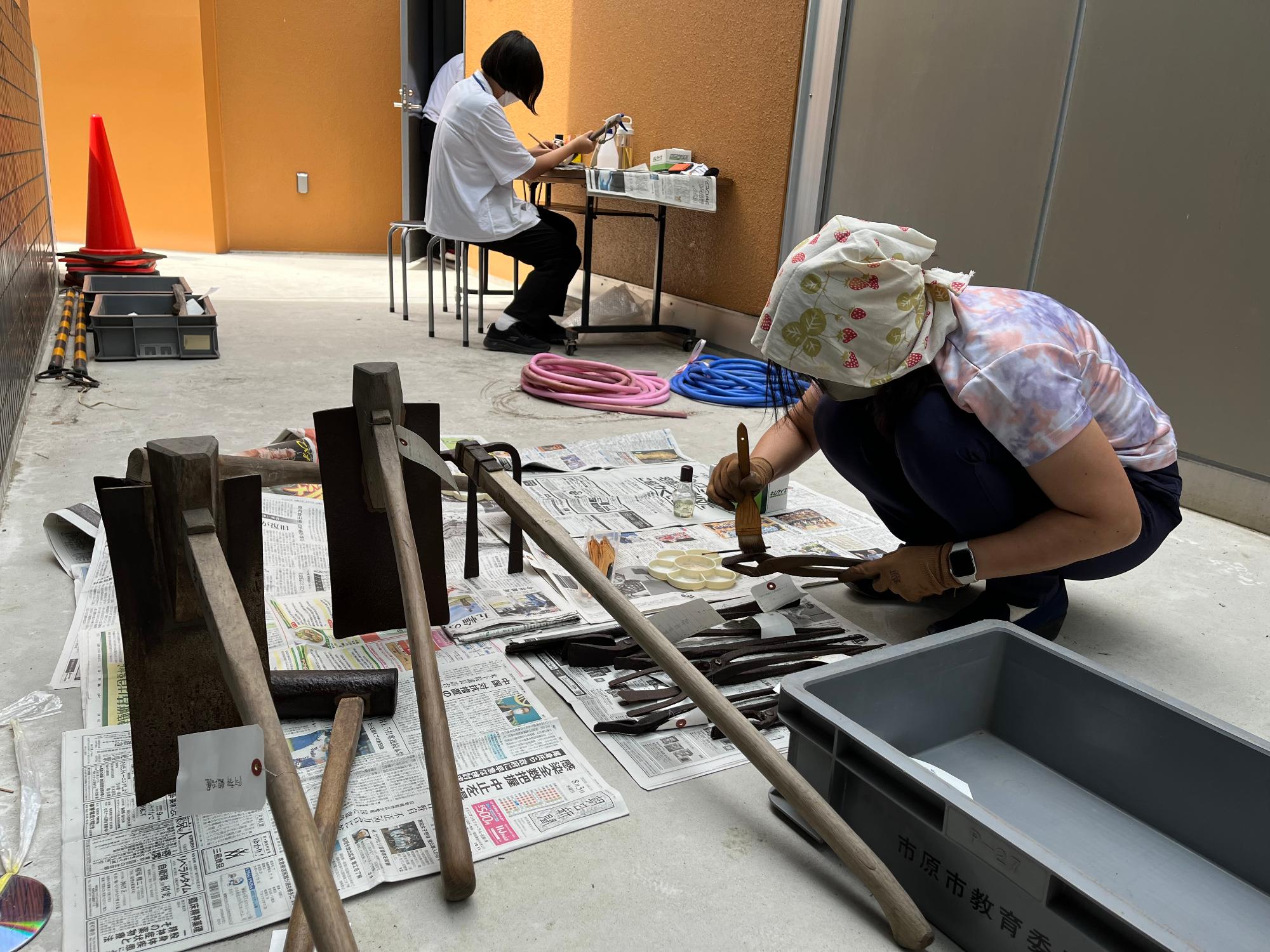 鉄製の農具や鍛冶ばさみのサビ止め処置