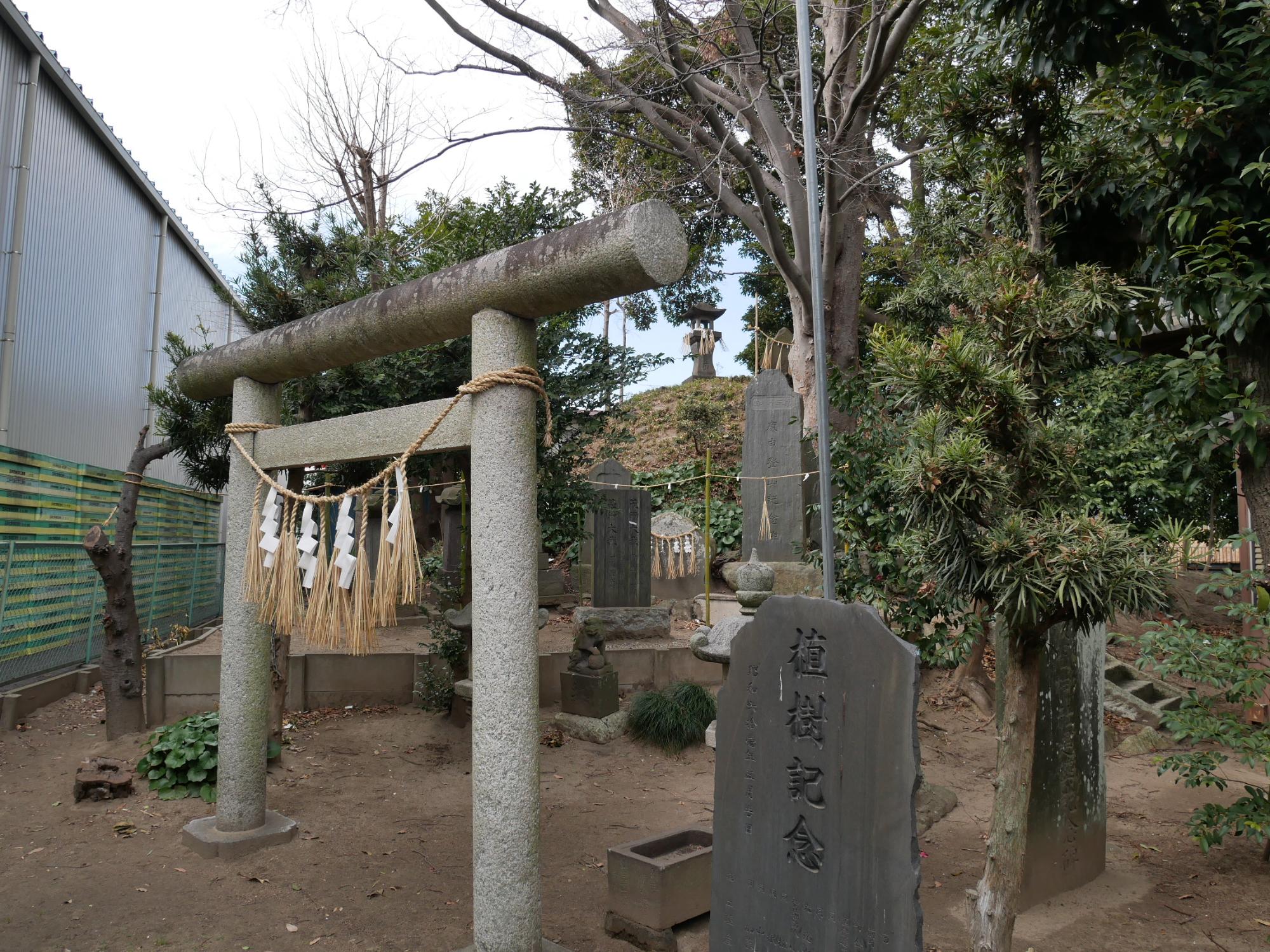 浅間神社社殿裏の富士塚