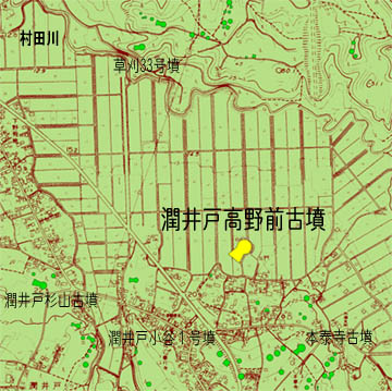 全体的に緑色で描かれた潤井戸高野前古墳推定図の画像