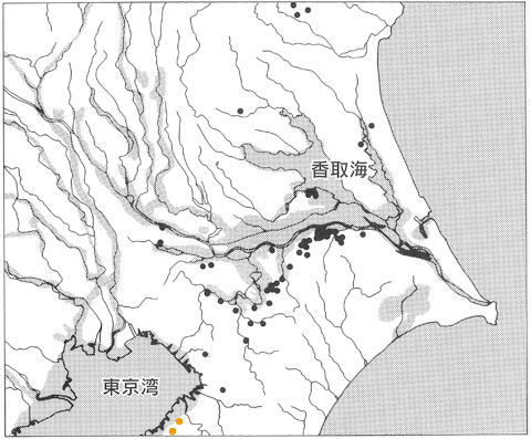 常総型石枕の分布を示した地図