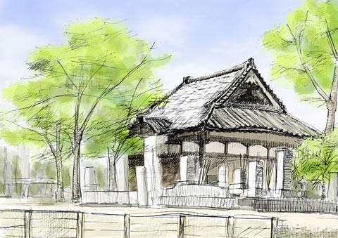 妙経寺の旧本堂のイラスト