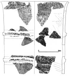 左の画像同様に版画のような白黒の菊間天神山古墳の画像