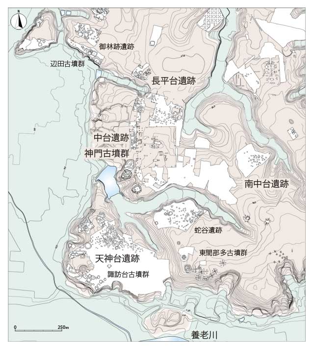 弥生時代終末期から古墳時代前期頃の国分寺台の遺跡群の地図