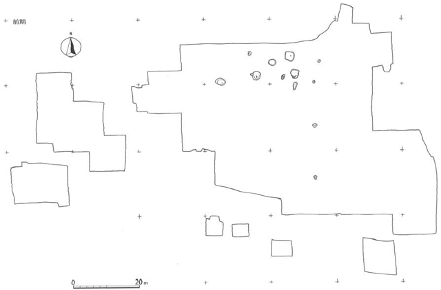 白地に線画で書かれた、縄文前期後葉の遺構分布図