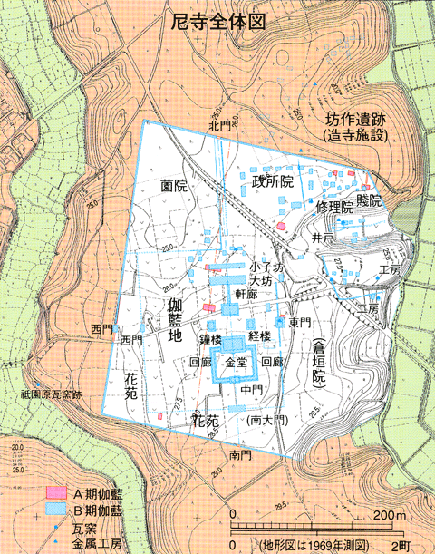 「尼寺全体図」と書かれた地図のイラスト