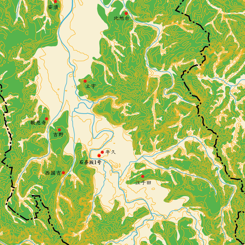 養老川中流域の古墳時代遺跡の場所を示した地図