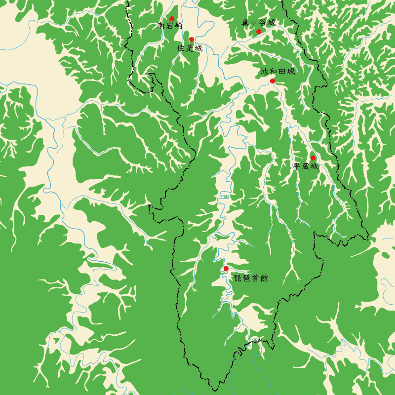 市原南部の地図に忠誠遺跡の箇所を赤い点で印をつけた地図