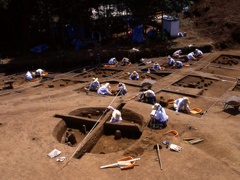 新井花和田遺跡を発掘町している様子の写真