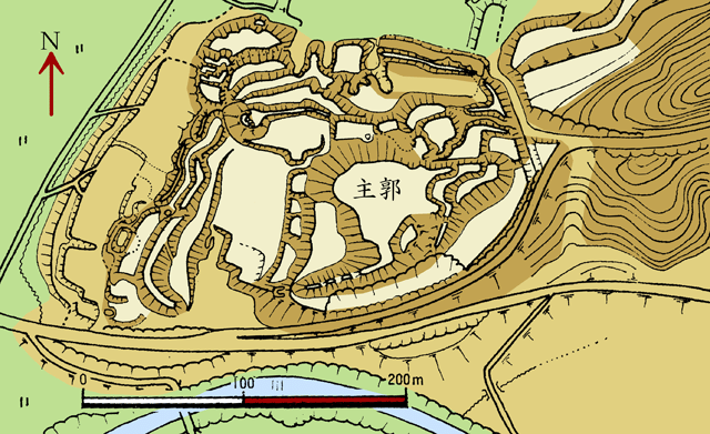 池和田城跡の着色した図