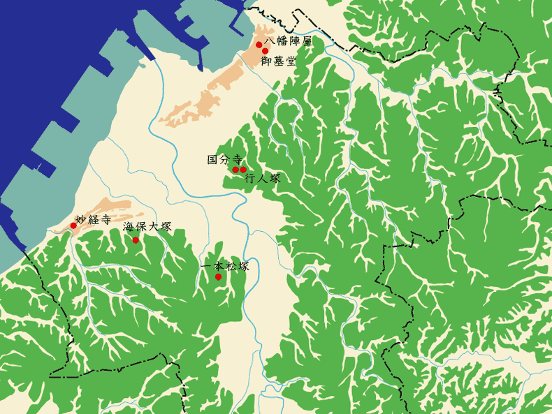 市原北部の江戸時代遺跡の地図