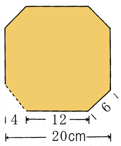 黄色い八角形の形をした、直径20センチメートル程度の柱痕跡の模式図