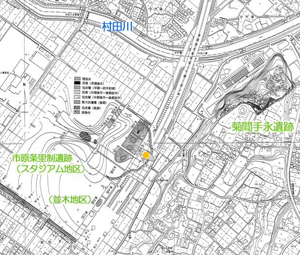 実信貝塚のあった場所の地図