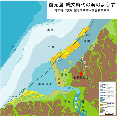 縄文時代の東京湾岸周辺の復元図