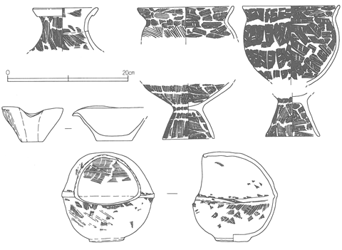 土宇遺跡の115号から出土した手焙形土器の図